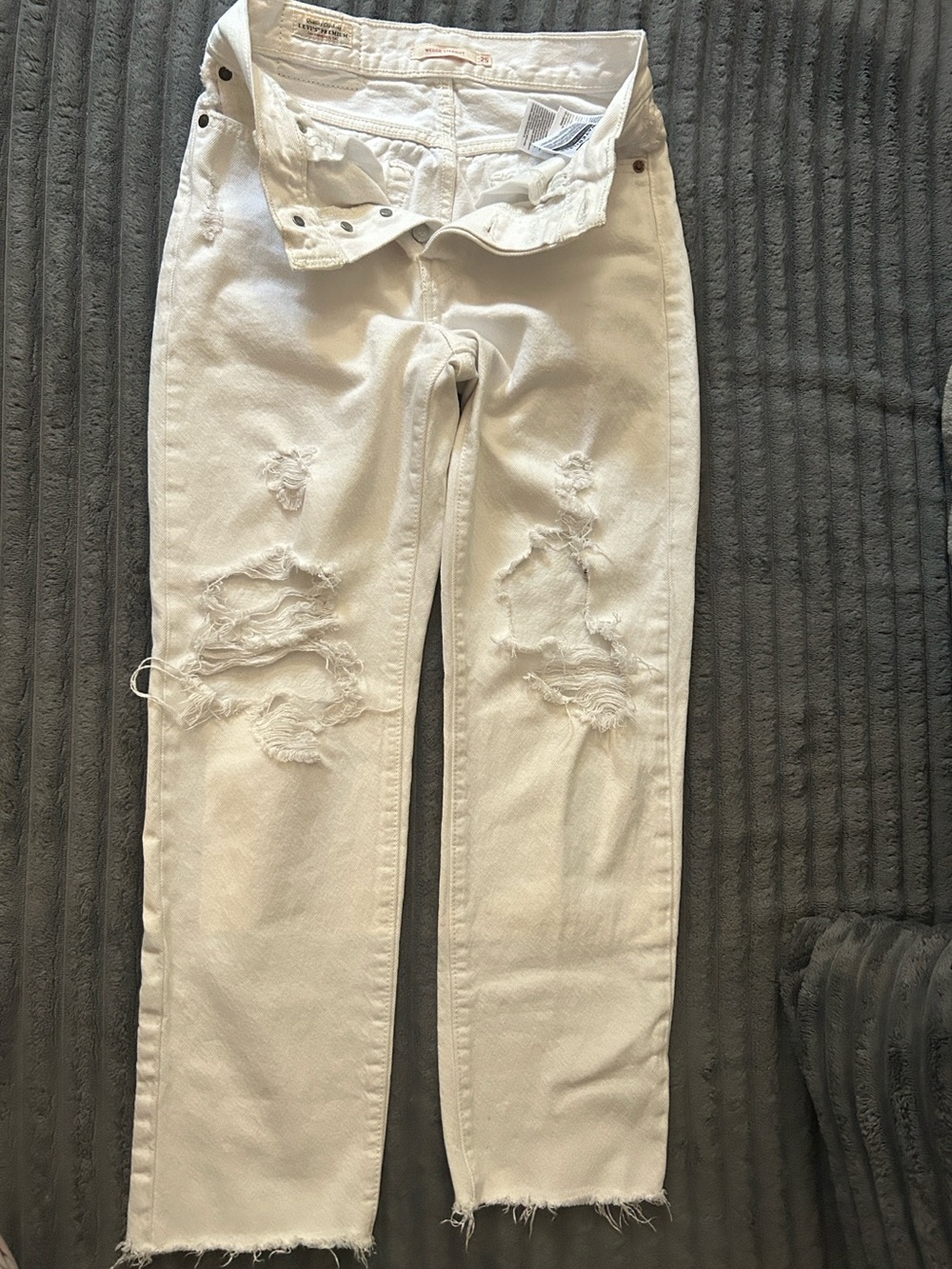 White Distressed High-Waist Jeans